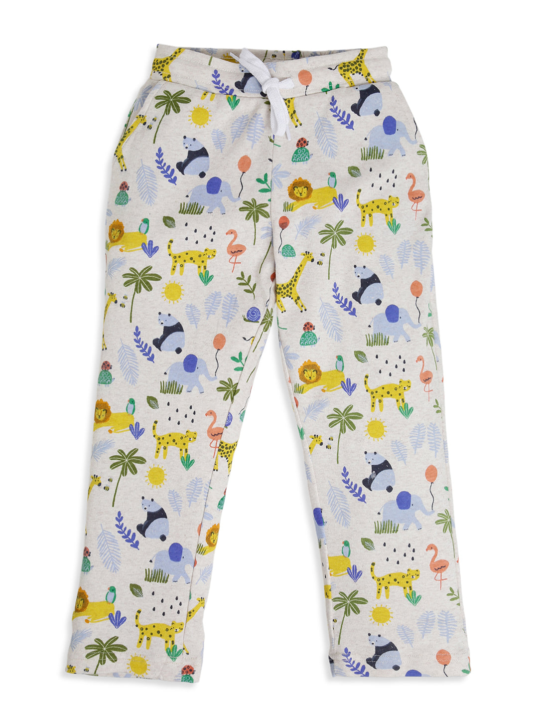 CHILINS Kids Jungle Animal Print Night Suit Set | 100% Cotton Half Sleeve T-Shirt & Pyjama | Boys & Girls Sleepwear