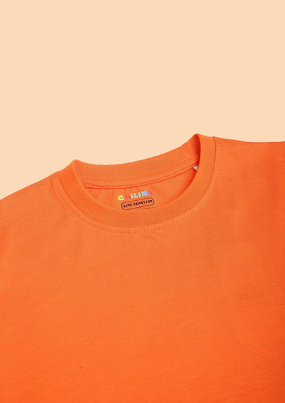 CHILINS Kids’ Orange Cotton T‑Shirt – Soft Crew‑Neck Everyday Wear