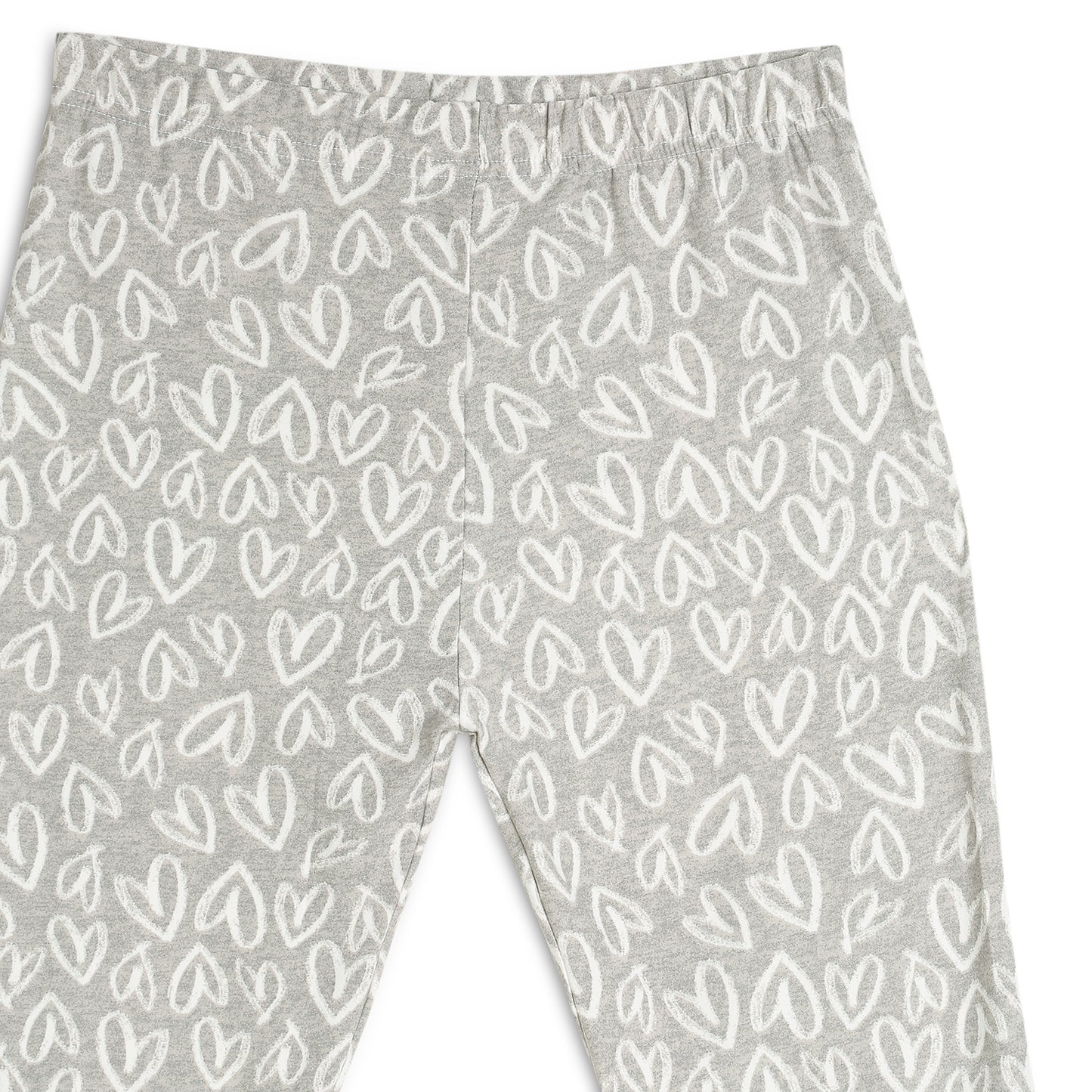 Poly lycra Printed Leggings for Girls Grey Heart