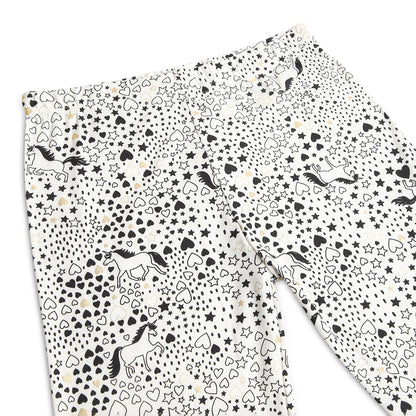Poly lycra Printed Leggings for Girls White