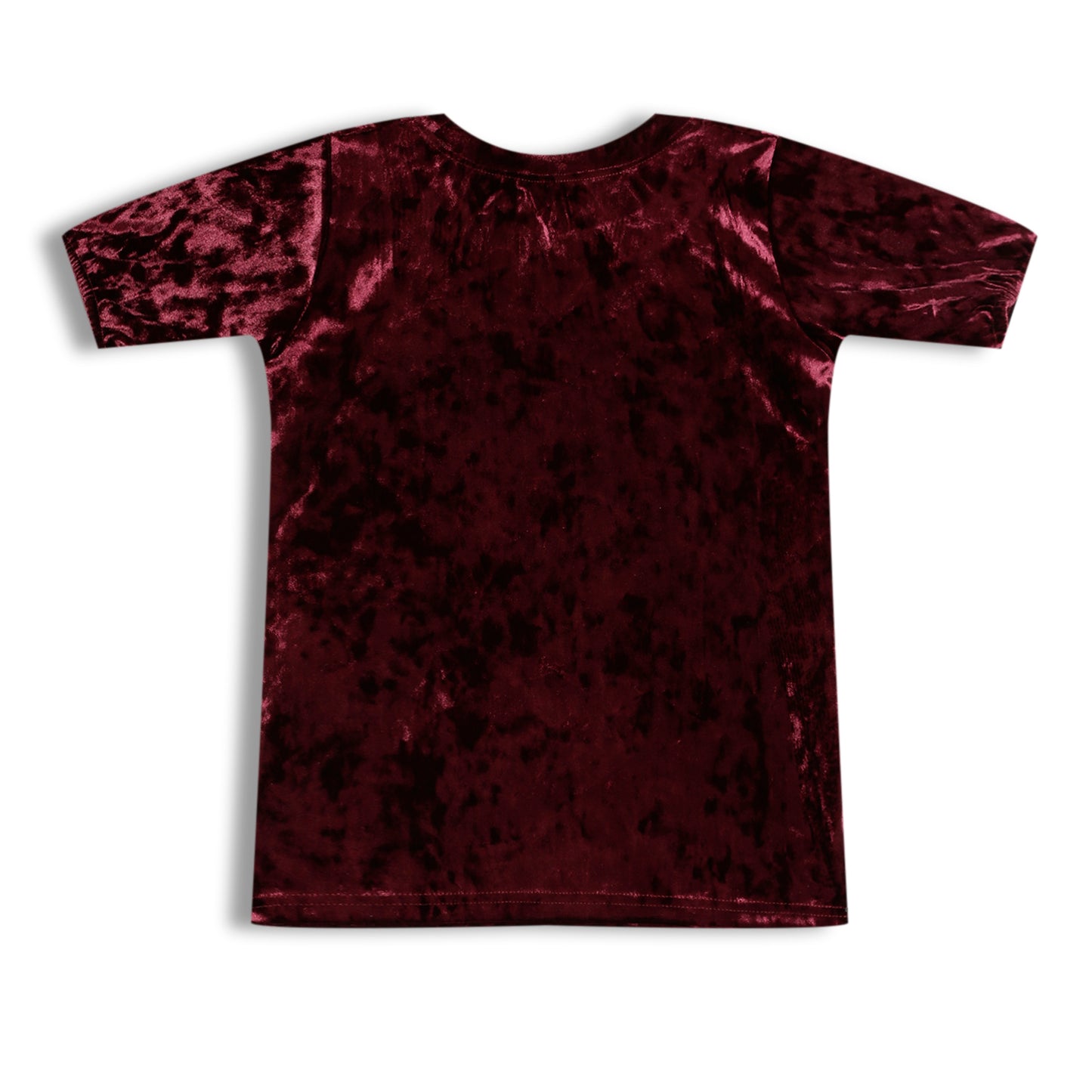 CHILINS Girls Velvet Top | Maroon Short Sleeve Party Wear Top