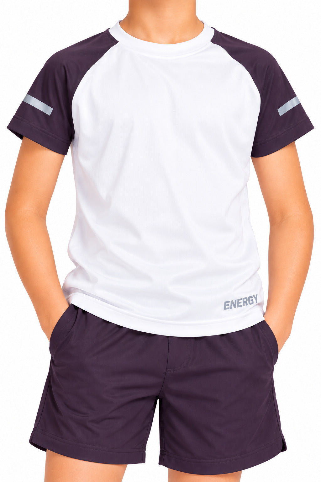 CHILINS Kids White & Black Sports T-Shirt | Boys & Girls | Raglan Sleeves | Active Wear