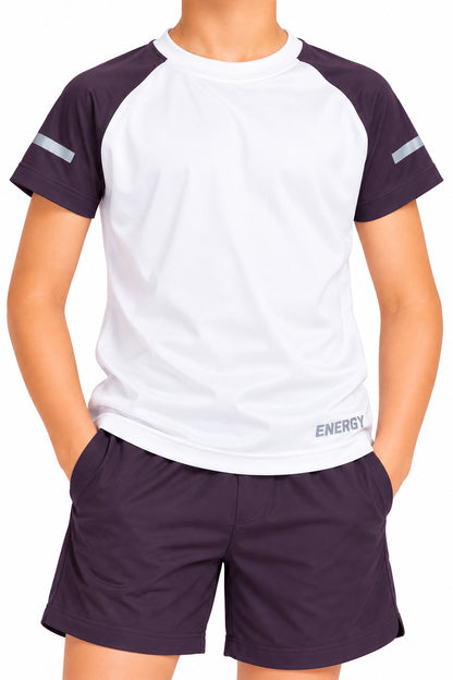 CHILINS Kids White & Black Sports T-Shirt | Boys & Girls | Raglan Sleeves | Active Wear
