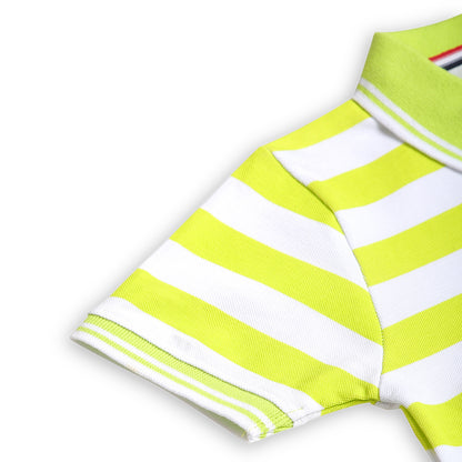 Chilins Kids Striped Polo Tshirt, Color - Green