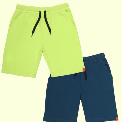 Kids Cotton Shorts Green & Blue