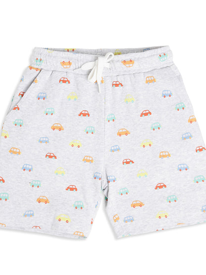 CHILINS Boys Car Print Night Suit Set | 100% Pure Cotton Half Sleeve Shirt & Shorts