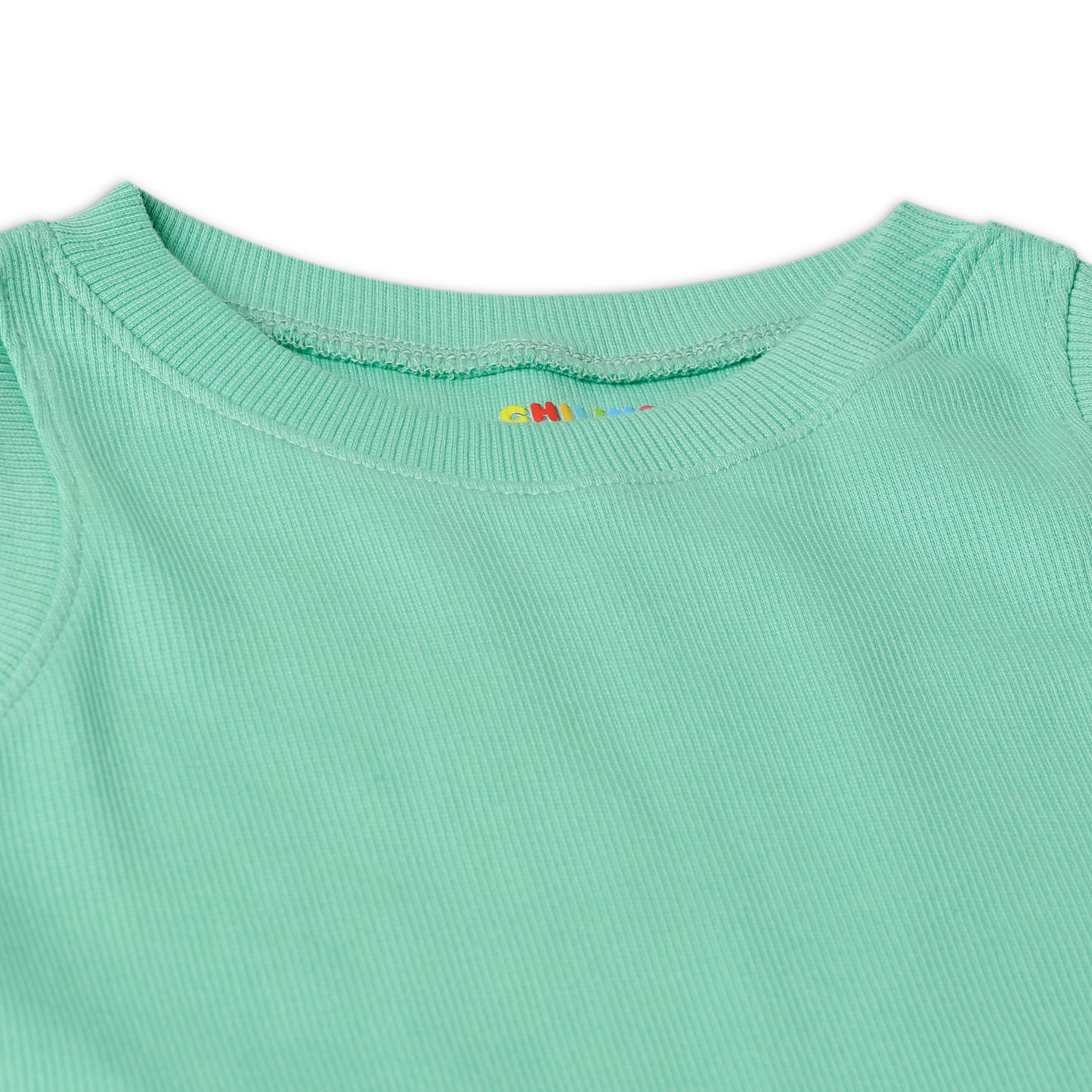 Girl's Solid Crew Neck Ribbed/Knitted Sleeveless Stretchable Slim Fit Crop Tank Top