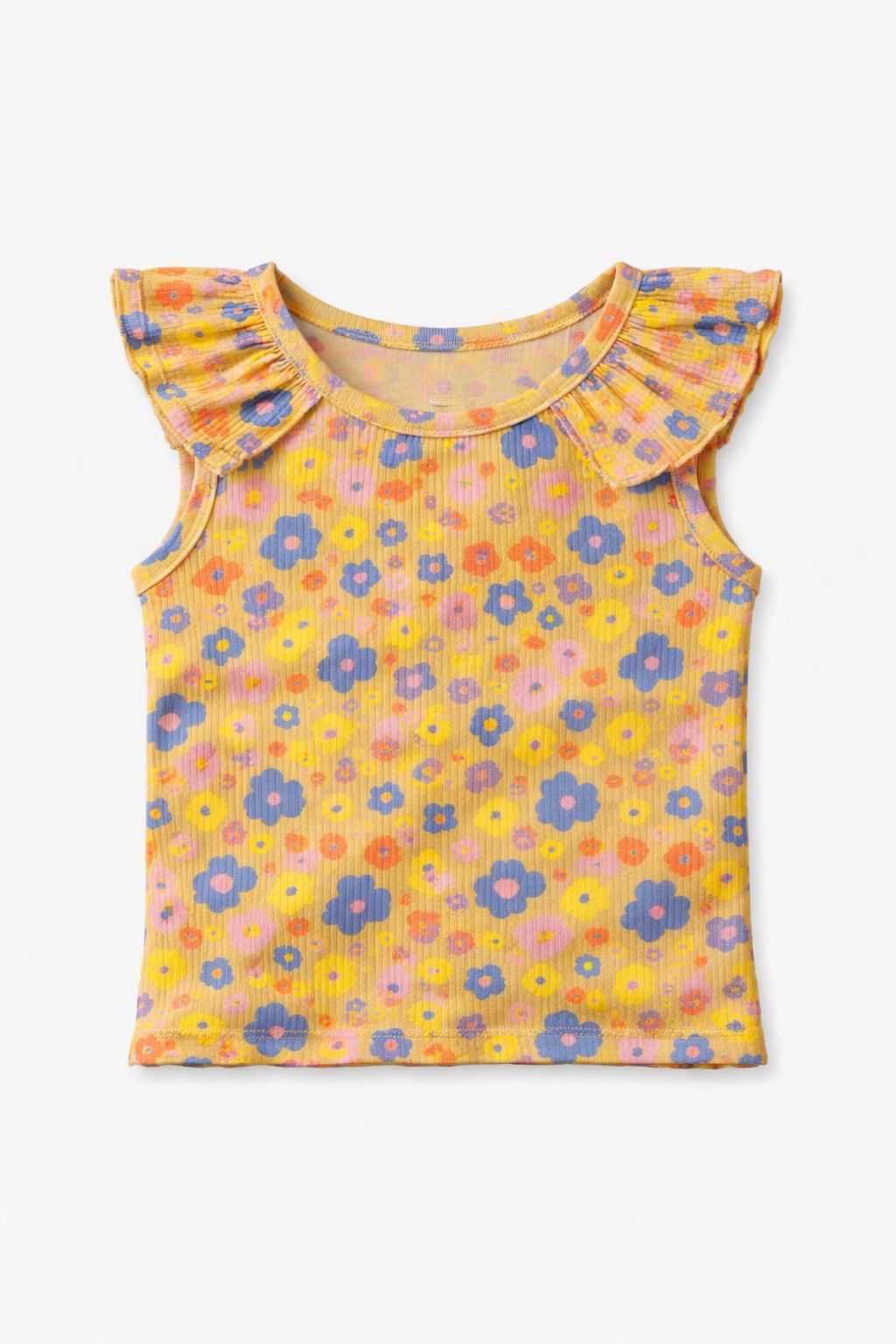 CHILINS Girls Cotton Printed Ruffle Neck Top – Cute Summer Casual Wear