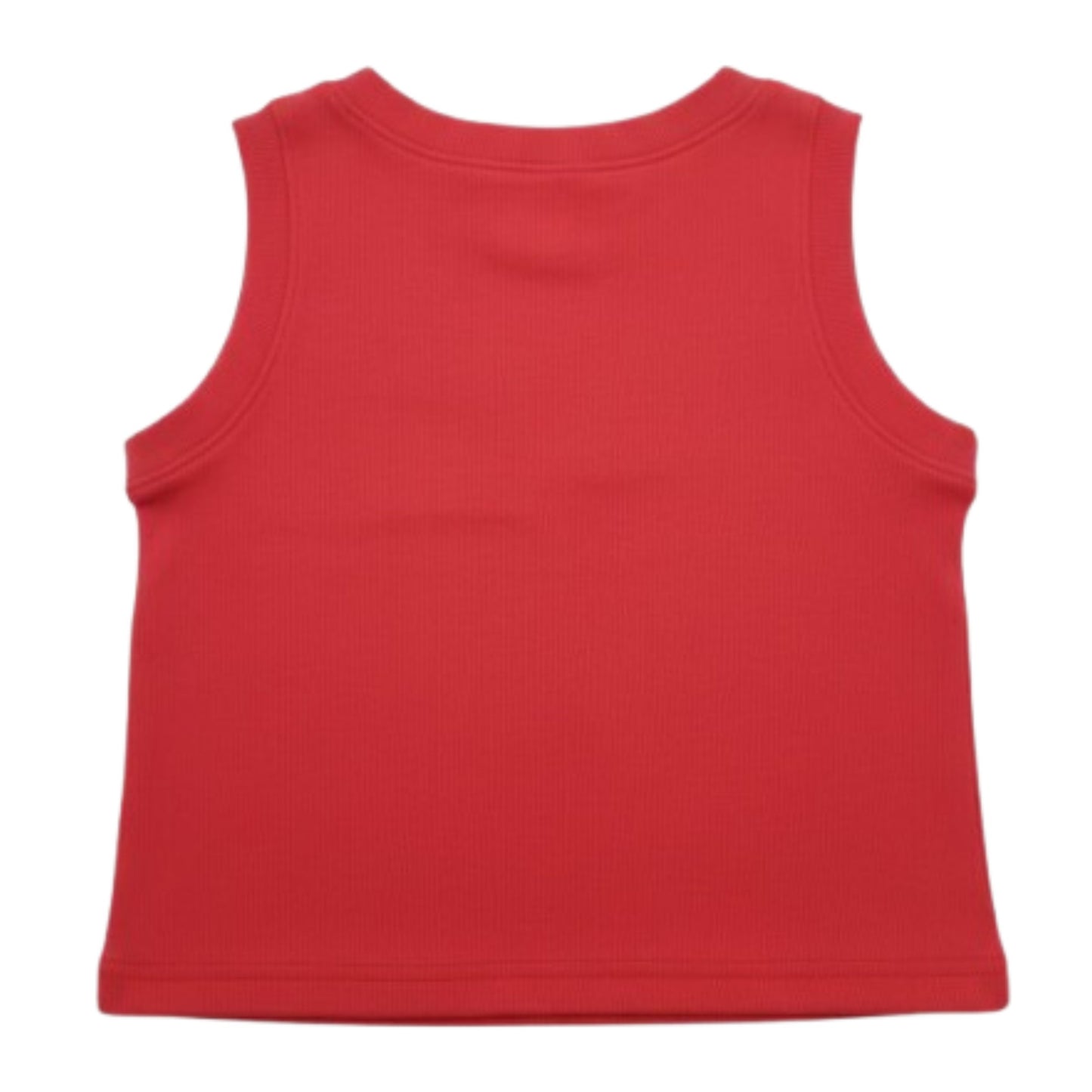 Girl's Solid Crew Neck Ribbed/Knitted Sleeveless Stretchable Slim Fit Crop Tank Top Red