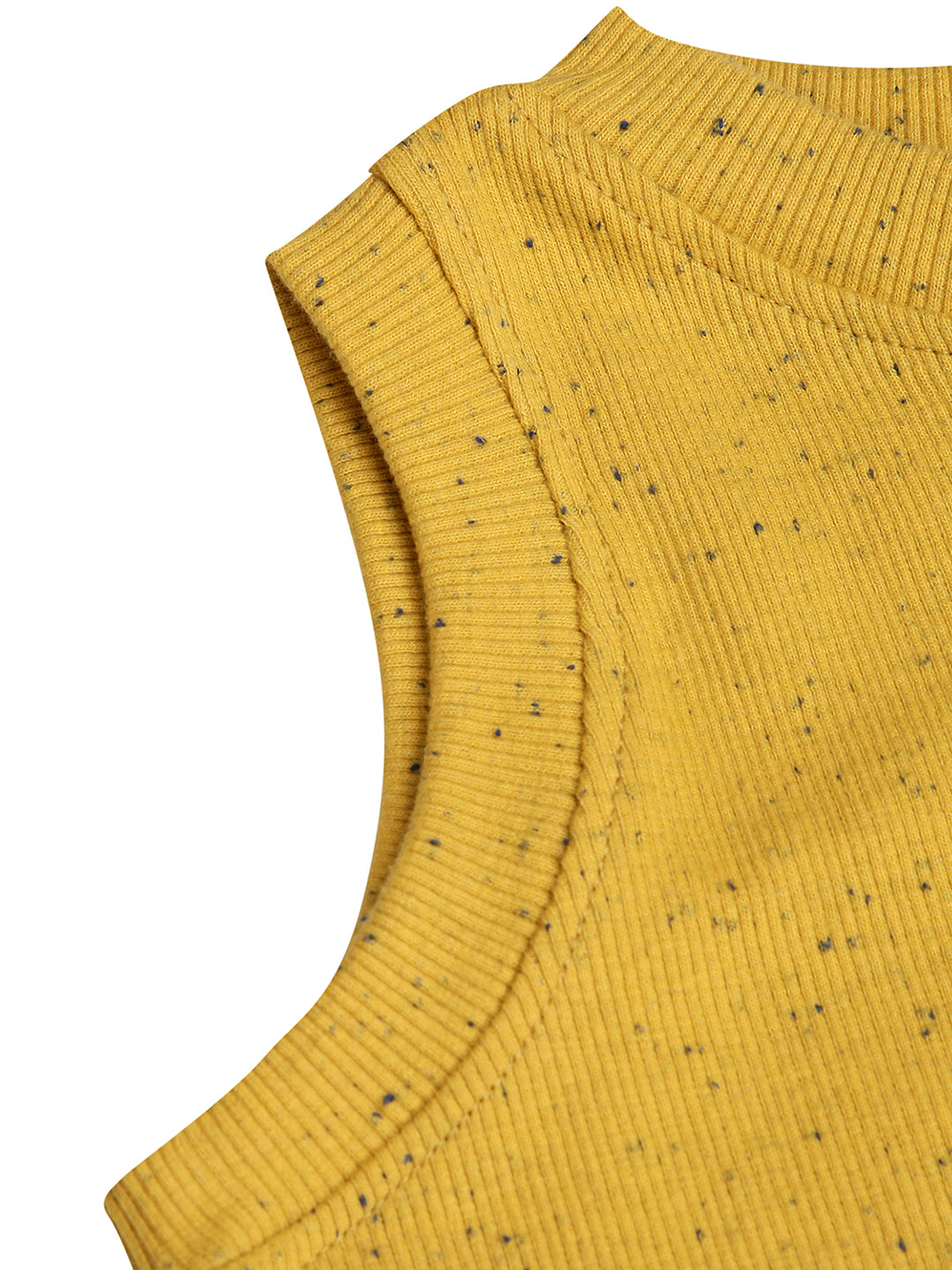 CHILINS Girls Yellow Ribbed Cotton Crop Top Stylish & Comfortable Kidswear