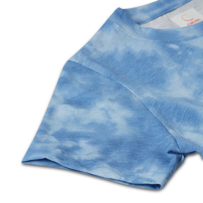 Kids Boy's Girls Regular Round Neck Cotton Fit T-Shirt Blue Tie Dye