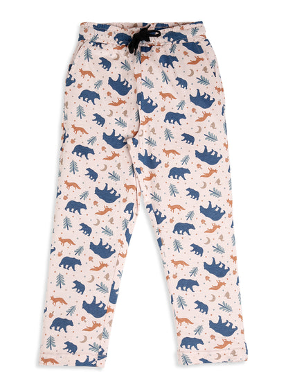 CHILINS Boys Woodland Animal Print Night Suit Set | 100% Pure Cotton Full Sleeve Shirt & Pyjama