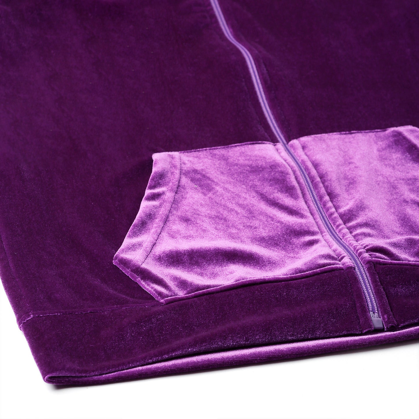 Girls Self Design Velvet Party Jacket with Zipper – Violet (Without Hood)