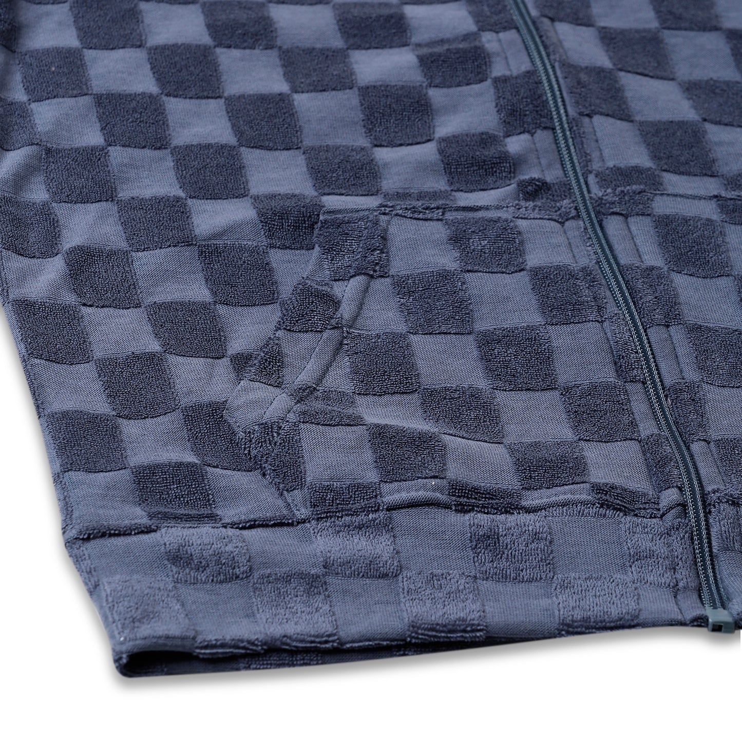 Girls Self Design Velvet Party Jacket with Zipper – Blue (Without Hood)