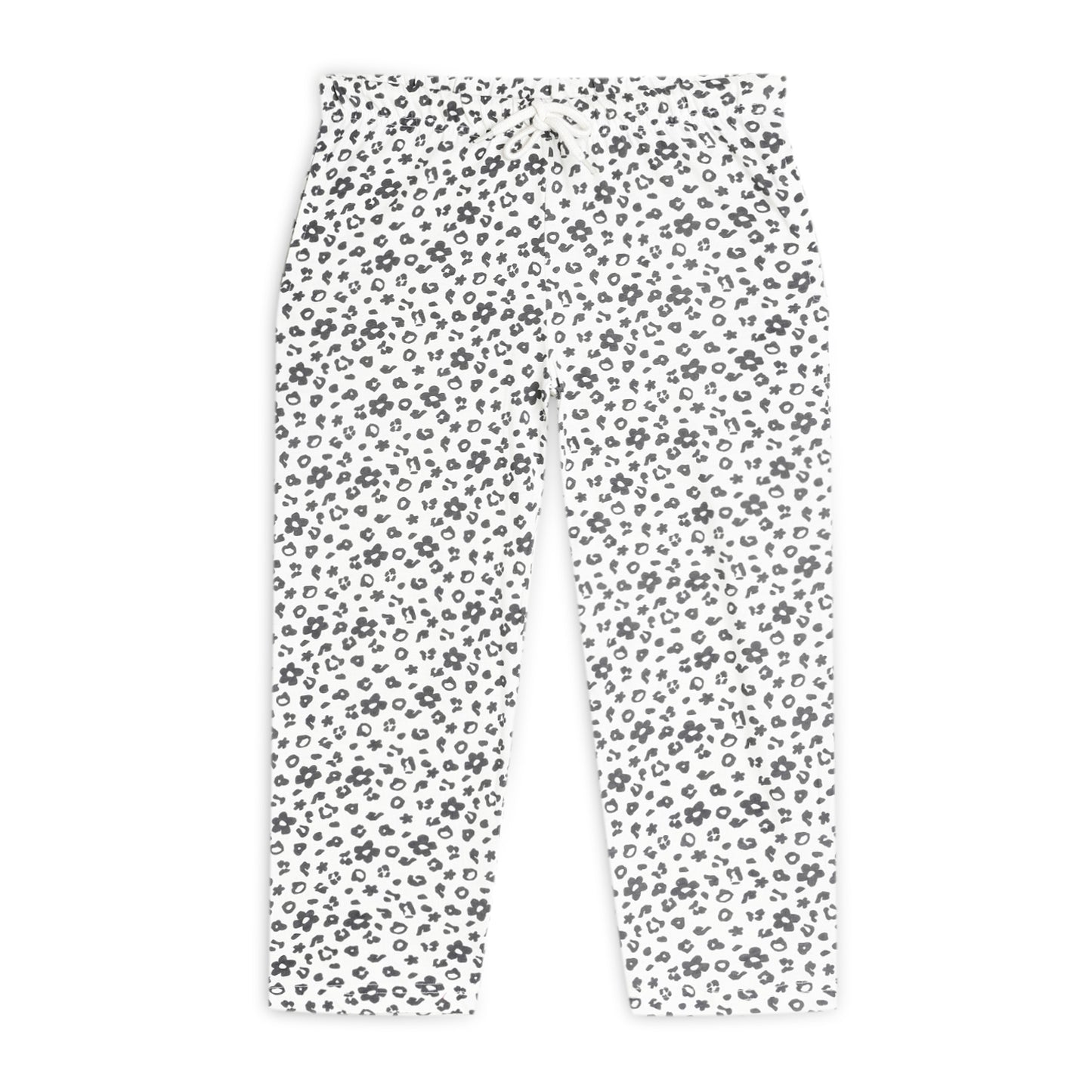 Sleepwear Set | Tshirt Pyjama Pant Set | Nightsuit Set | Girls Cotton Fabric Grey Flower