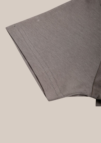 CHILINS Kids’ Mehandi Grey Cotton T‑Shirt – Soft Crew‑Neck Everyday Wear