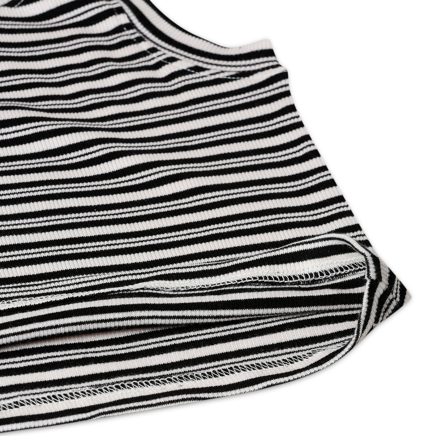 Girl's Solid Crew Neck Ribbed/Knitted Sleeveless Stretchable Slim Fit Crop Tank Top