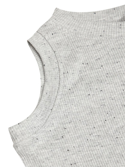 CHILINS Girls Grey Ribbed Cotton Crop Top Stylish & Comfortable Kidswear