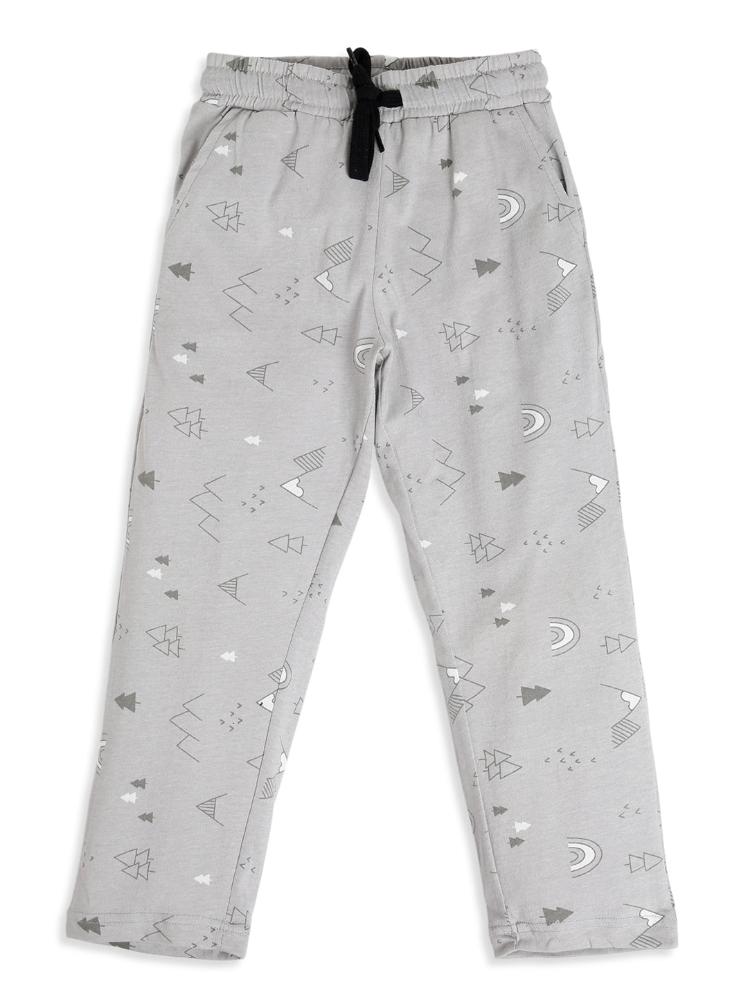 CHILINS Boys Grey Printed Night Suit Set | Pure Cotton Full Sleeve Shirt & Pyjama Sleepwear