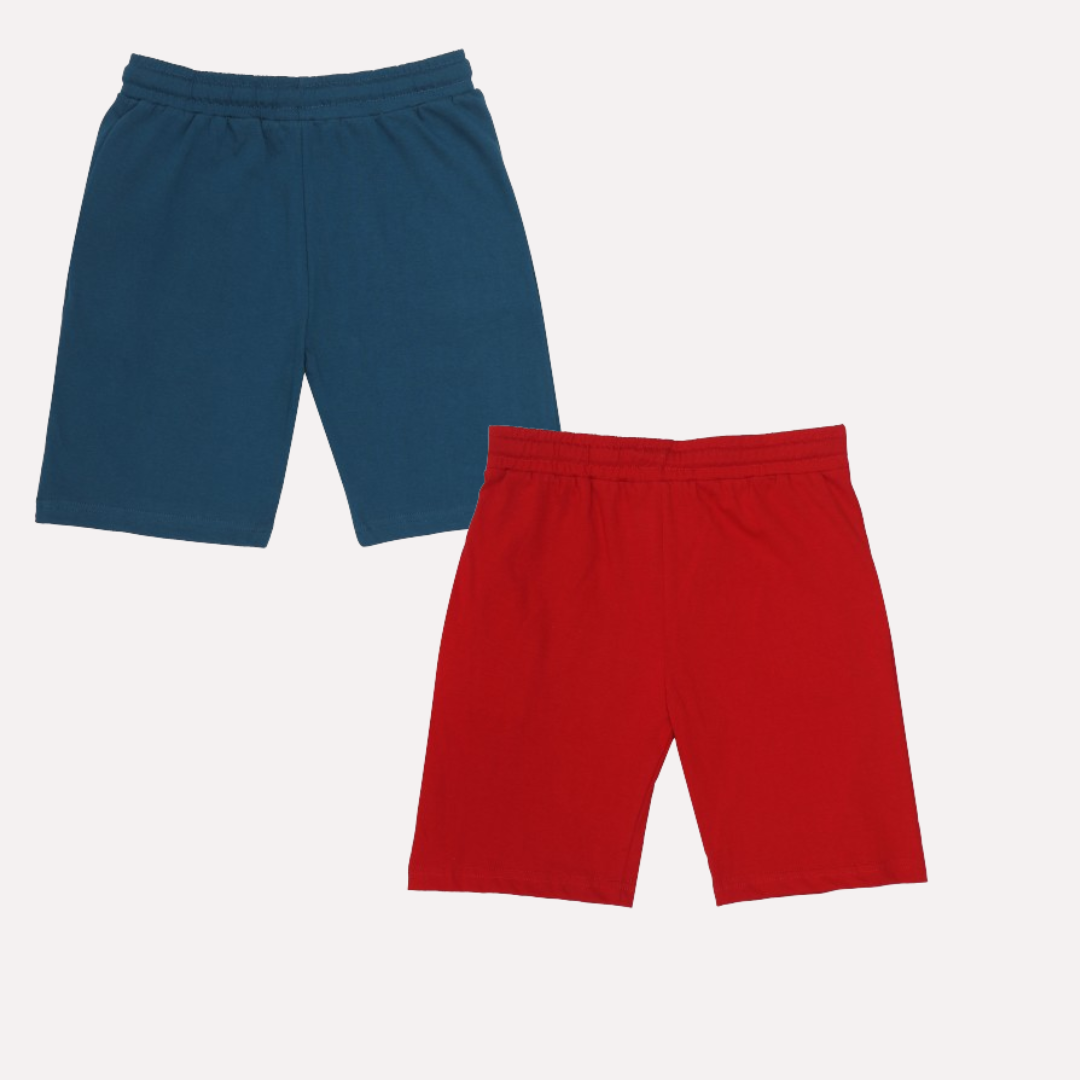 Kids Cotton Shorts Red & Blue
