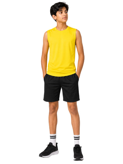CHILINS Kids Yellow Sleeveless Sports T-Shirt