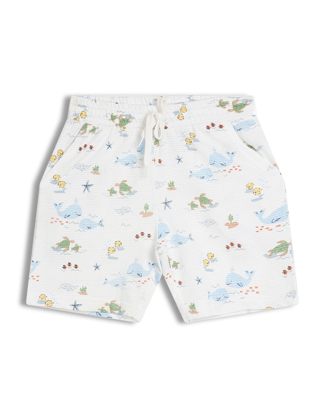CHILINS Kids Pure Cotton Printed T-Shirt & Shorts Set | Ocean Life Print Co-Ord Set