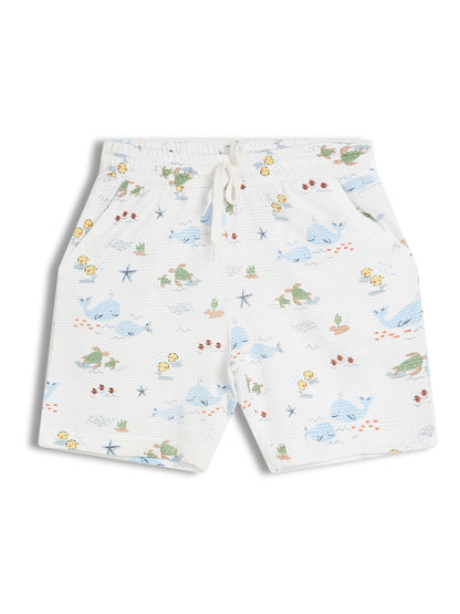CHILINS Kids Pure Cotton Printed T-Shirt & Shorts Set | Ocean Life Print Co-Ord Set