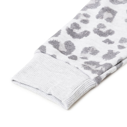 Girls Fleece Printed Round Neck Sweatshirt | Grey Animal Print