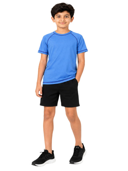 CHILINS Unisex Kids Blue Short Sleeve Sports T-Shirt