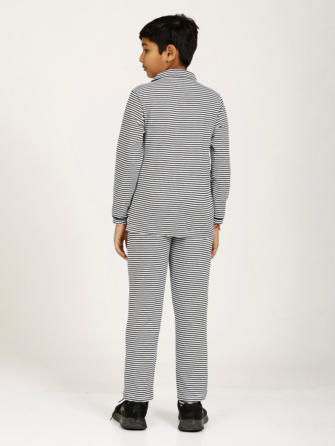 CHILINS Kids Cotton Shirt Pyjama Night Dress – Striped Print Sleepwear Set