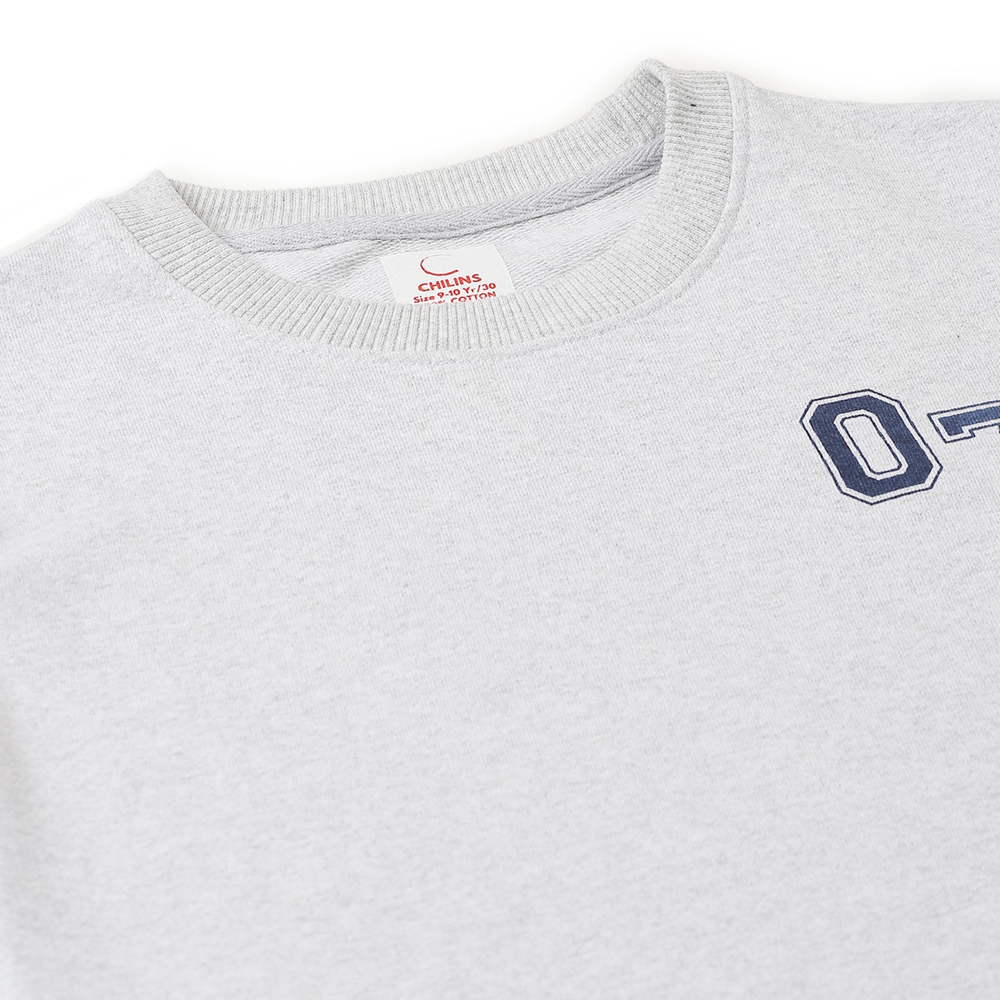 Boys Fleece Printed Round Neck Sweatshirt | Grey Milange