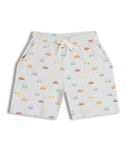 CHILINS Kids Pure Cotton Printed T-Shirt & Shorts Set | Car Print Co-Ord Set