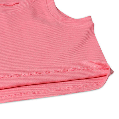 Girl's Solid Crew Neck Ribbed/Knitted Sleeveless Stretchable Slim Fit Crop Tank Top