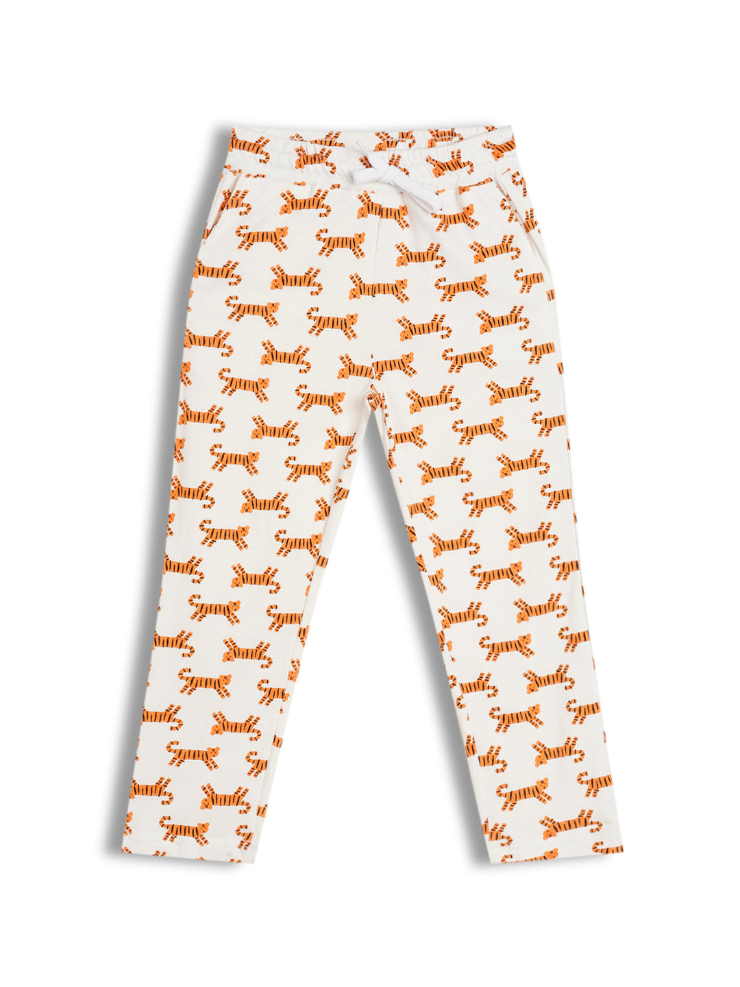 CHILINS Kids Pure Cotton Printed T-Shirt & Pyjama Set | Tiger Print Nightwear Set