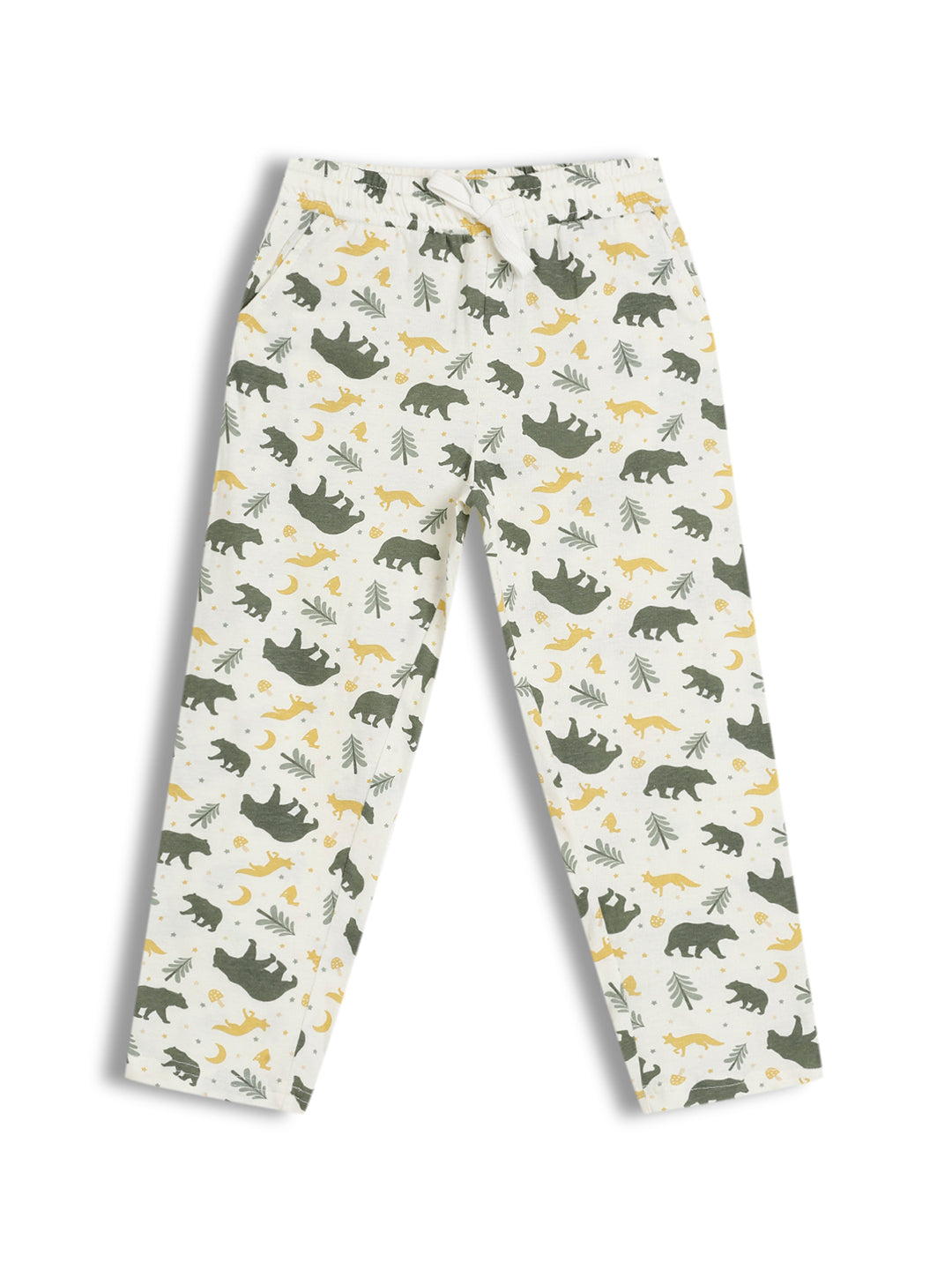 CHILINS Kids Pure Cotton Printed T-Shirt & Pyjama Set | Forest Animal Print Nightwear