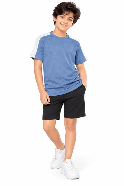 CHILINS Unisex Kids Blue Short Sleeve Sports T-Shirt for Boys & Girls