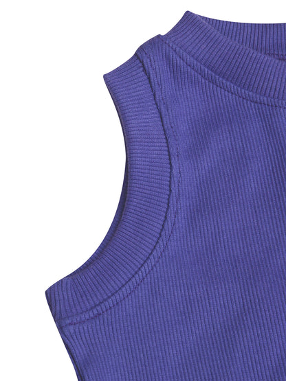 CHILINS Girls Purple Ribbed Cotton Crop Top  Stylish & Comfortable Kidswear