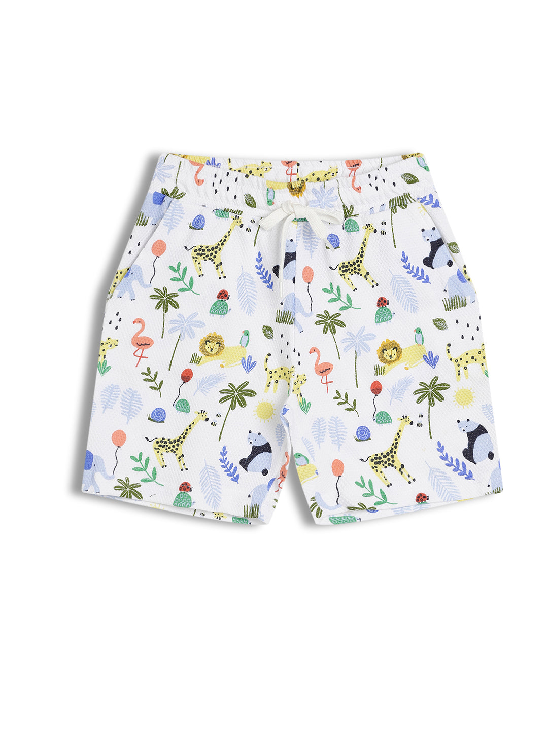 CHILINS Kids Pure Cotton Printed T-Shirt & Shorts Set | Jungle Animal Print Co-Ord Set