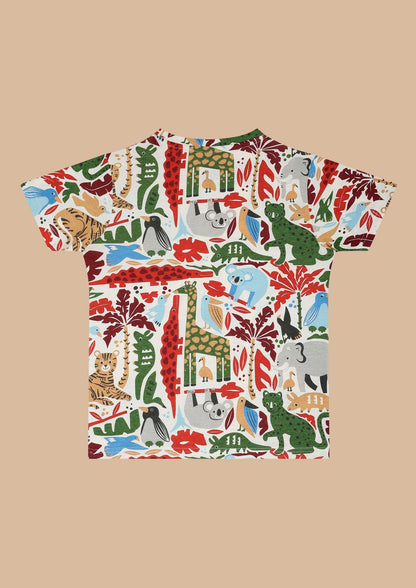 CHILINS Kids’ Pure Cotton Animal Print Shirt & Shorts Set – Vibrant Outdoor Wear