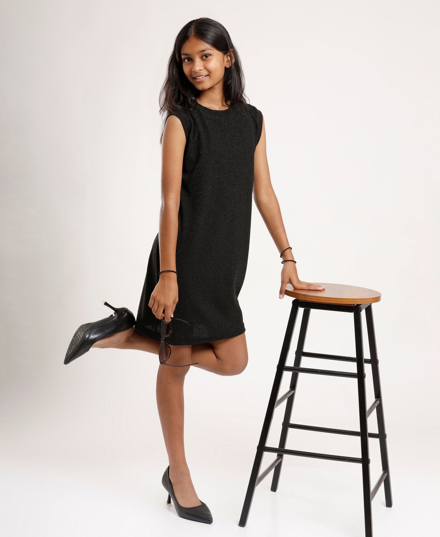 Girls Black Minimal Sleeveless Dress | Everyday Casual to Party Wear