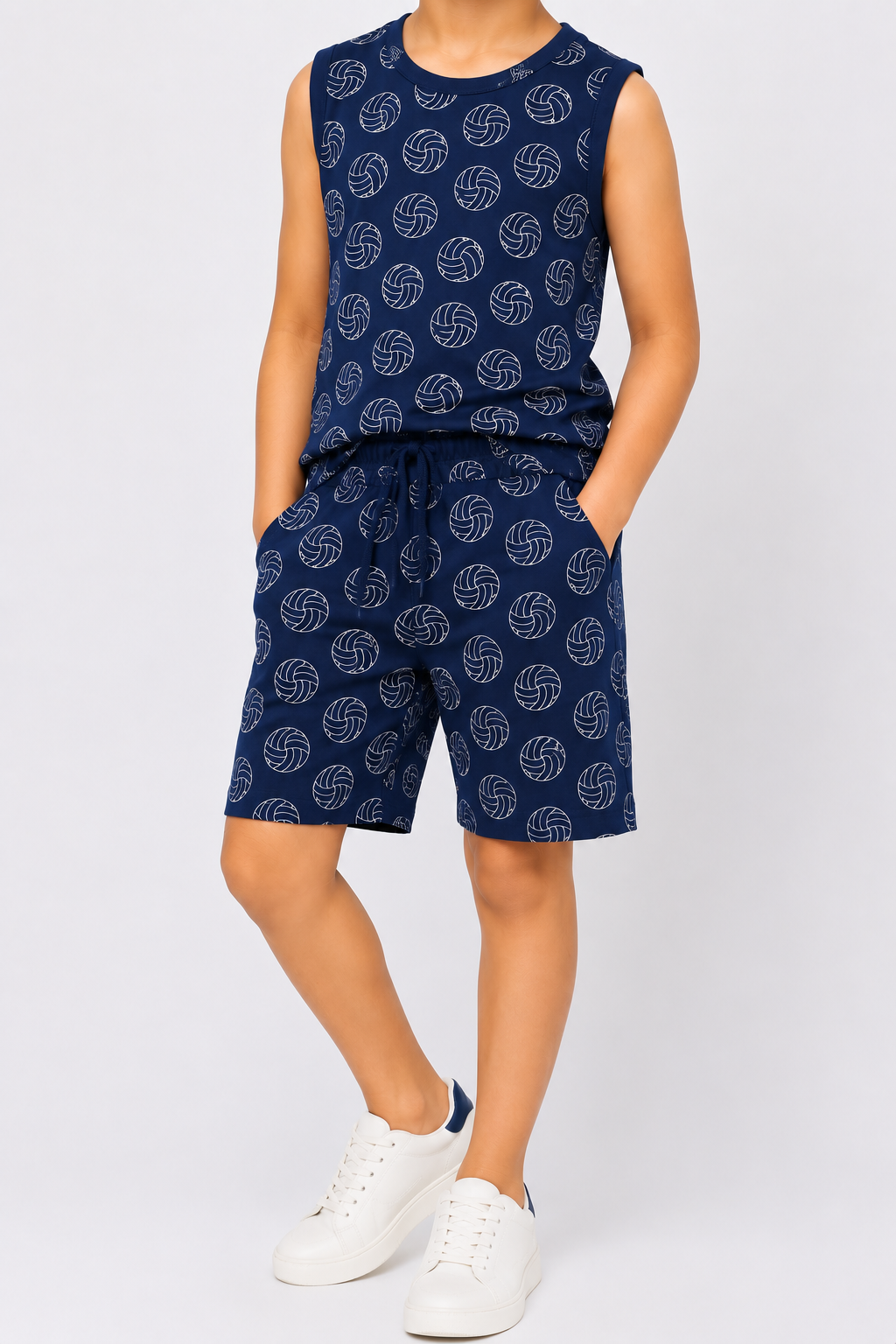 CHILINS Kids Navy Blue Printed T-Shirt & Shorts Set | Active Wear Co-Ord Set