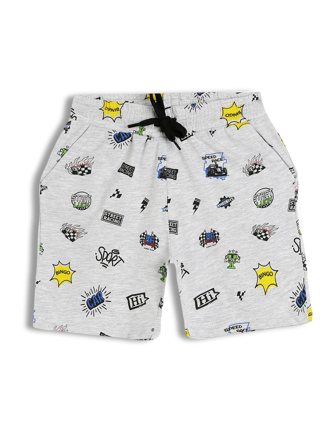 CHILINS Kids Pure Cotton Printed T-Shirt & Shorts Set | Racing Theme Co-Ord Set