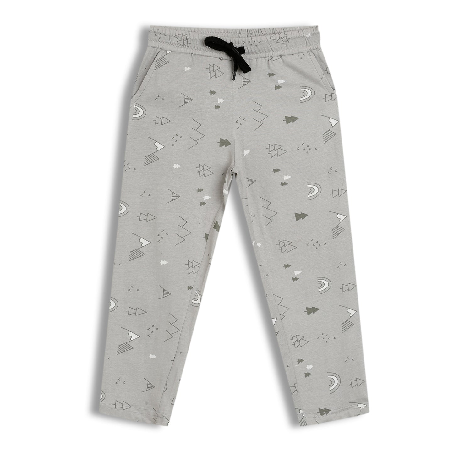 CHILINS Kids Pure Cotton T-Shirt & Pyjama Set | Grey Printed Nightwear Set