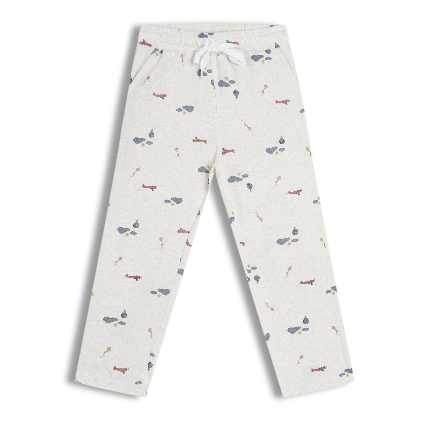 CHILINS Kids Pure Cotton Printed T-Shirt & Pyjama Set | Cream Comfort Nightwear