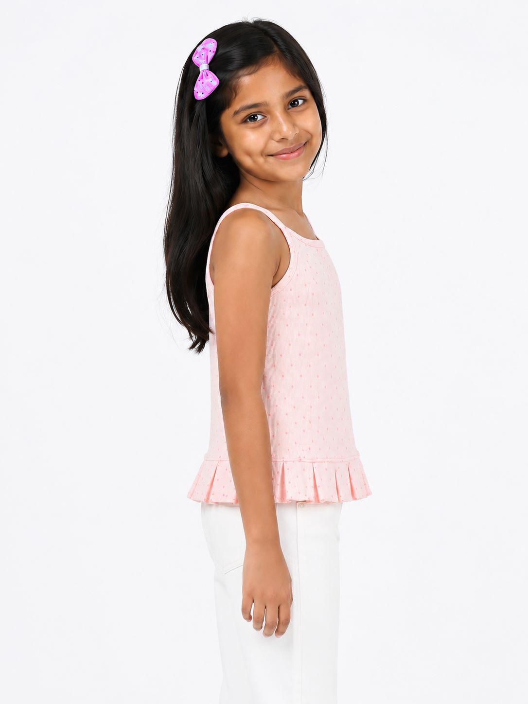 CHILINS Girls Pink Printed Sleeveless Top