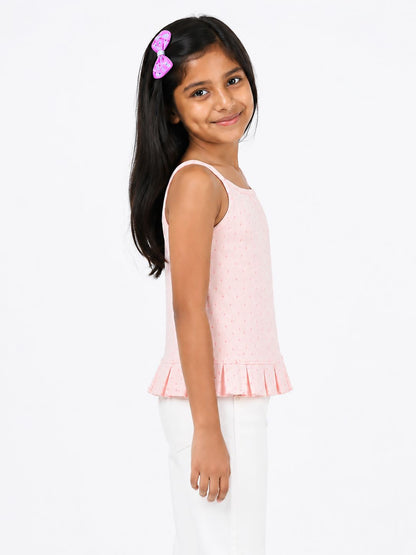 CHILINS Girls Pink Printed Sleeveless Top