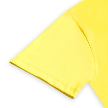 Kids Round Neck T-Shirt Half Sleeves 100% Cotton Plain Solid Color Tshirt Yellow