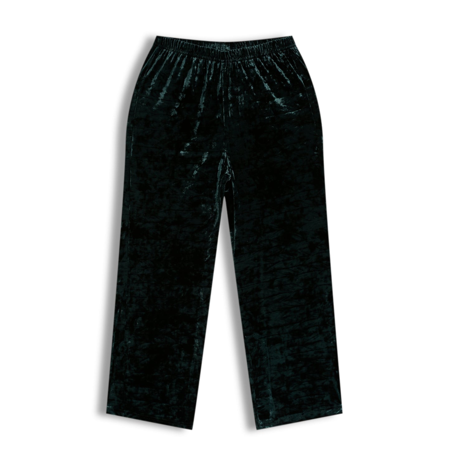 CHILINS Girls Velvet Pants | Dark Green Straight Fit Party Wear Pants