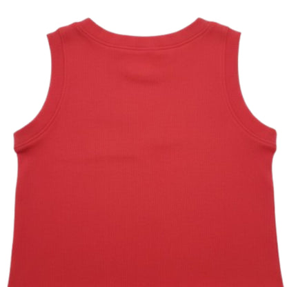 Girl's Solid Crew Neck Ribbed/Knitted Sleeveless Stretchable Slim Fit Crop Tank Top Red