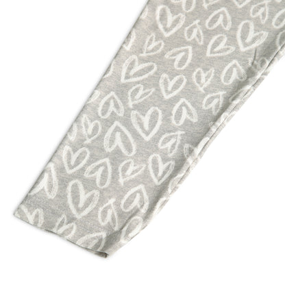 Poly lycra Printed Leggings for Girls Grey Heart